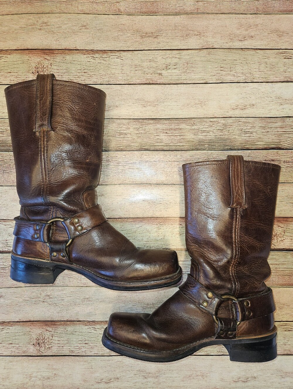 Frye Harness 12R boots rich brown leather - Picture 13 of 15